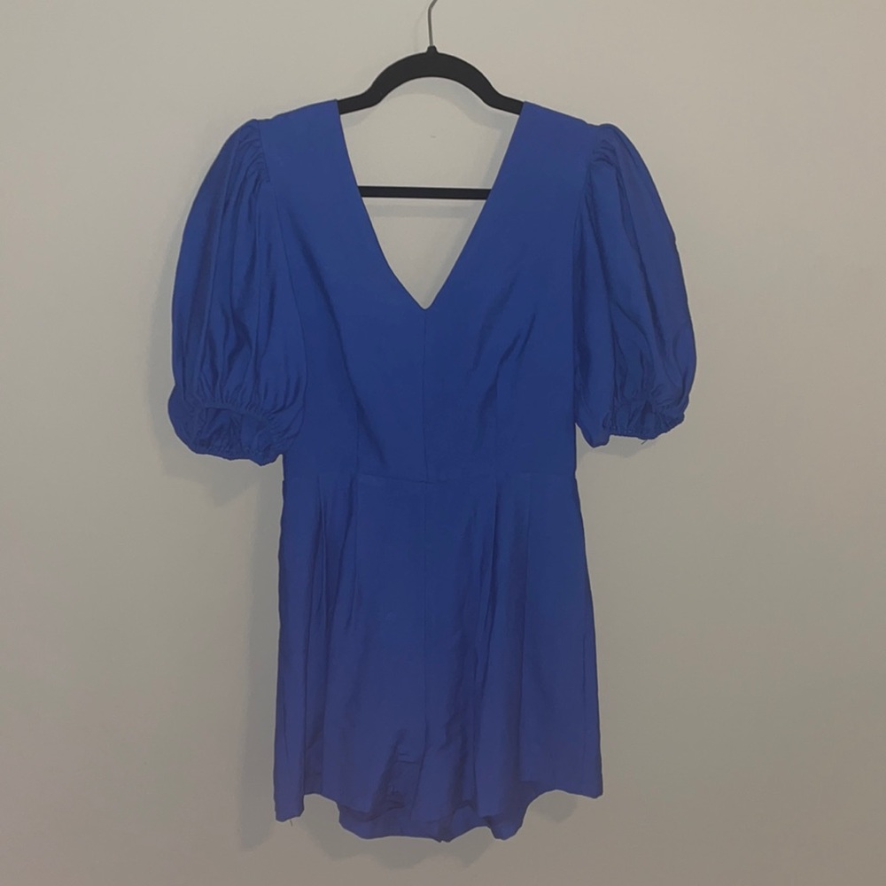 Vestique Blue Romper with Puffy Sleeves